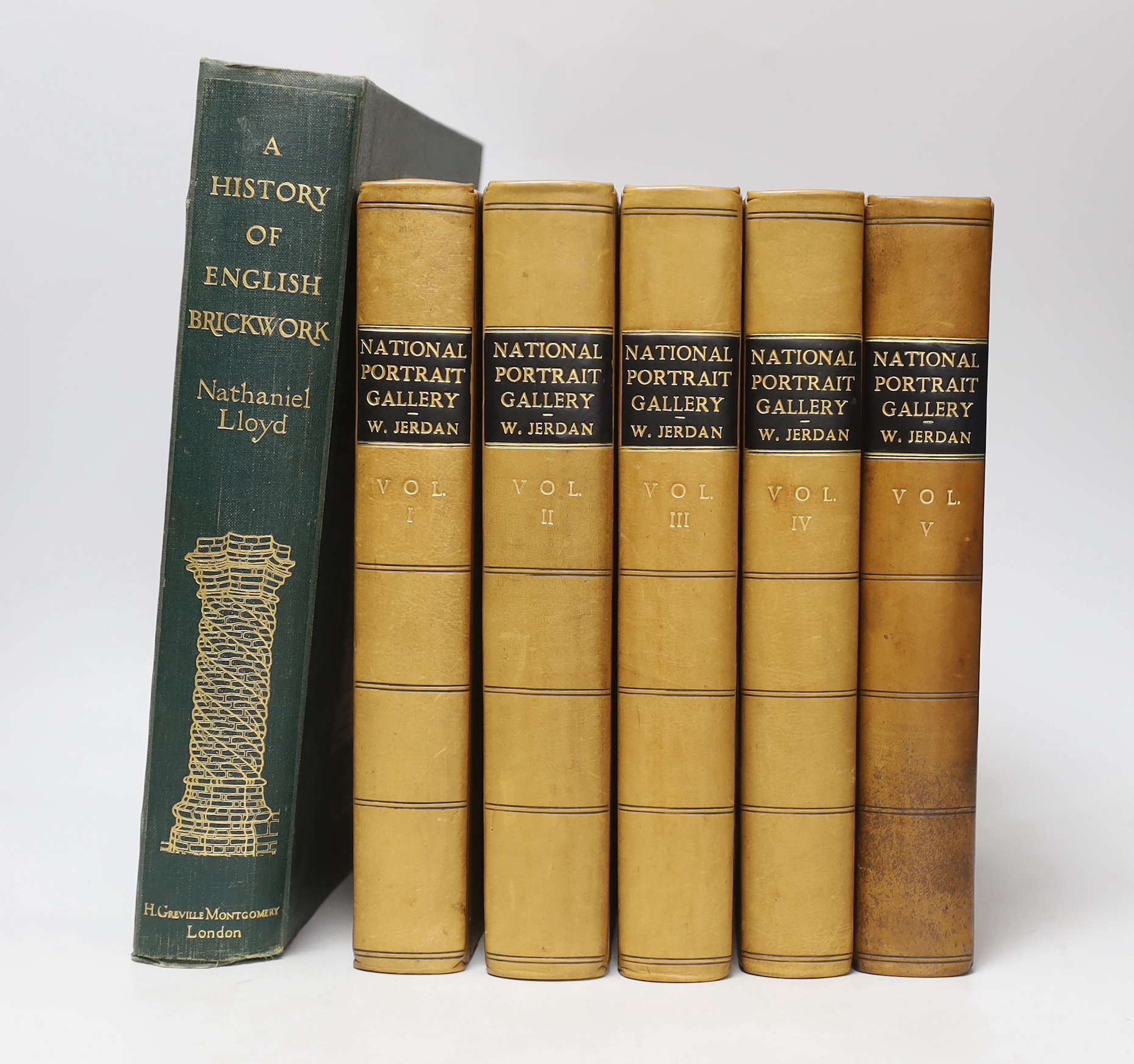 National Portrait Gallery, 5 vol., calf, rebacked, 1830 and Lloyd (N.) – A History of English Brickwork, original cloth, rebacked 1925
